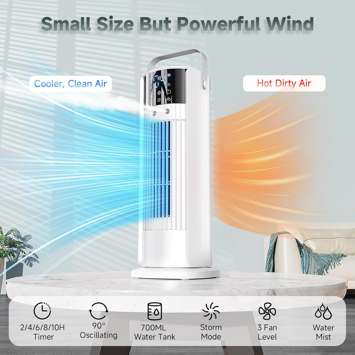 Refroidisseur d'air Nuvian, format compact et fonctions