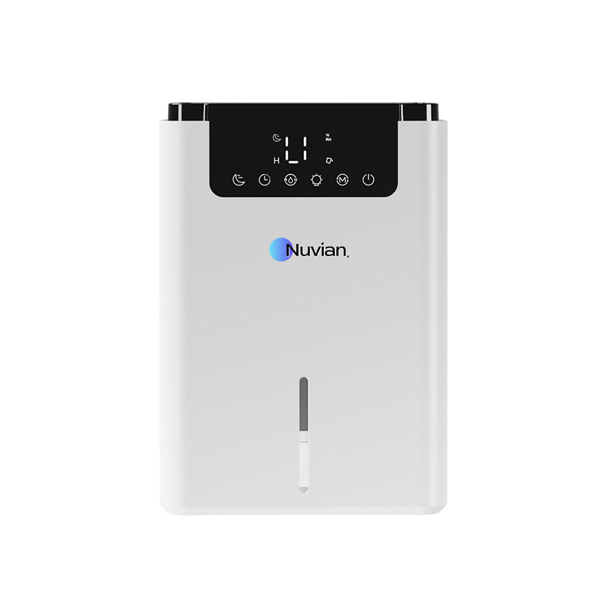 Déshumidificateur portable Nuvian, vue de face sur fond blanc