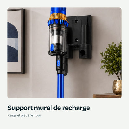 Nuvian V22 stored on its wall-mounted charging dock