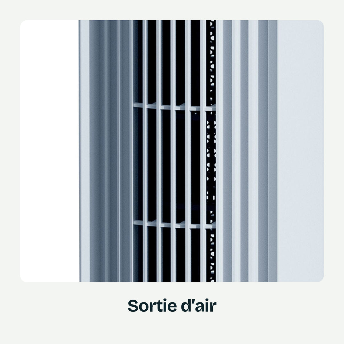 Gros plan sur la grille de sortie d'air du refroidisseur Nuvian